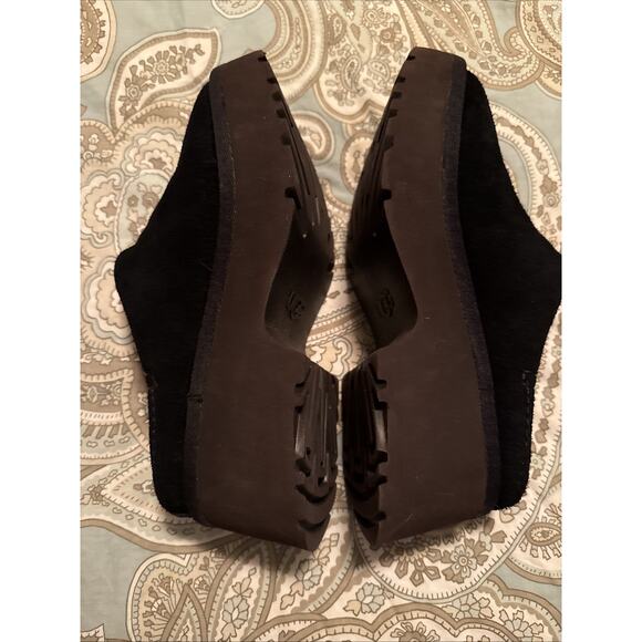 UGG Australia Black Suede 2" New Heights Platform Clogs Size 6 - Picture 4 of 9